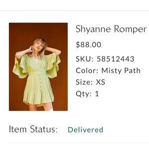 Free people lime green romper, size xs